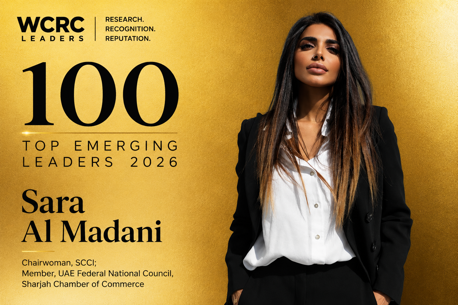 WCRC Asia Top 100 Emerging Leaders 2026 cover — Sara Al Madani ranked No. 6