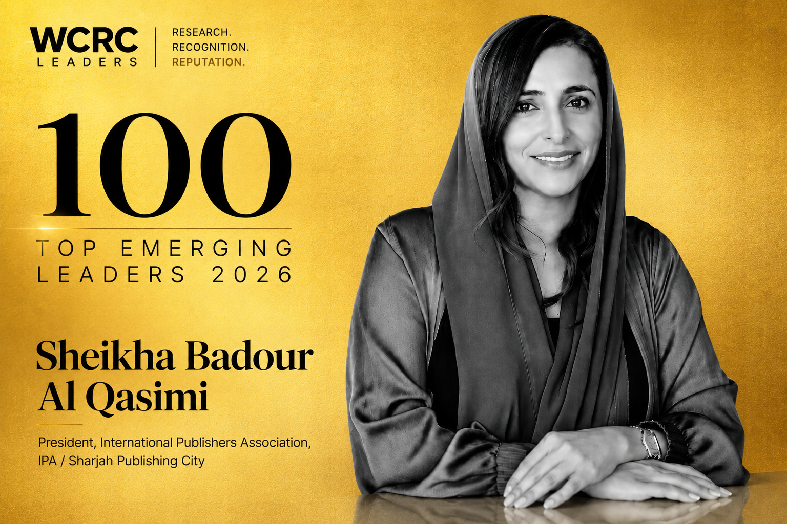 WCRC Asia Top 100 Emerging Leaders 2026 cover — Sheikha Bodour Al Qasimi ranked No. 3